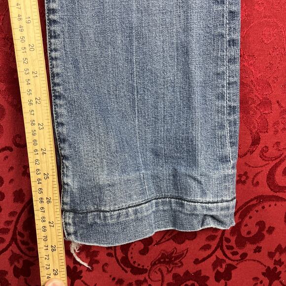 7 For All Mankind Dojo Jeans Women 25x28" Blue Denim Pants Flare Distressed 7FAM - Picture 8 of 14